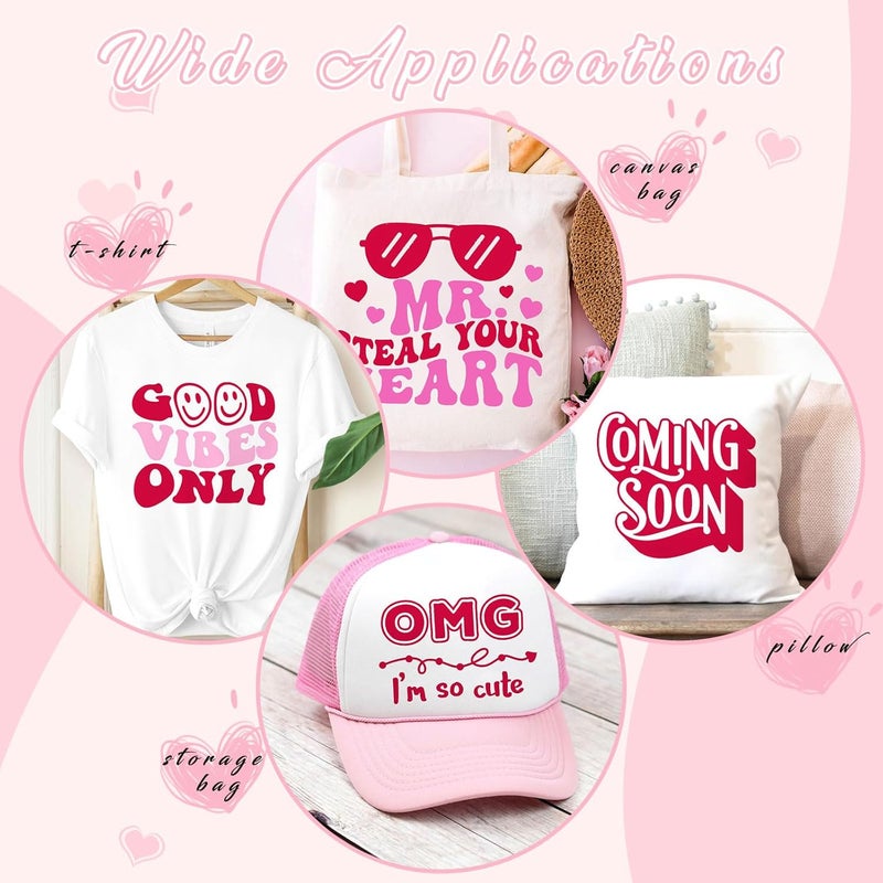 Tintnut Red Iron on Vinyl -6 Sheets 12" x 10" Love Potion Red Heat Transfer Vinyl for Fabrics HTV Vinyl Compatible with Cricut and Silhoutte Cameo - Image 5